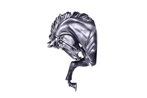 ŞAHLANMIŞ AT DUVAR BÜST GÜMÜŞ ESKİTME 51CM