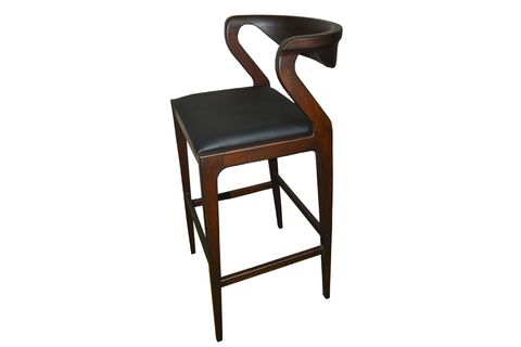 ÇAĞDAŞ AHŞAP BAR TABURESİ, SUNİ DERİ