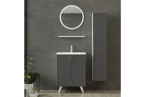 SANYA BANYO DOLABI AY2K112, BEYAZ ANTRASİT, 65CM