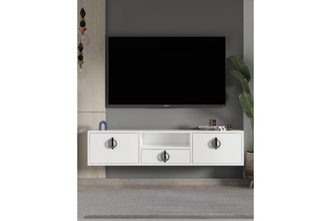 DROPDD TV SEHPASI, BEYAZ SİYAH GÜMÜŞ, DUVARA MONTAJ, 1321DROPDD 32