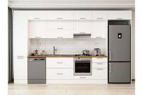 ALVİNKA 385X240 CM KLASİK MEBRAN MUTFAK DOLABI, MBB E90B45S50 1 MEBRAN BEYAZ SUNTALAM