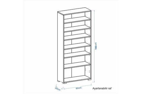 STEP CAMLI 2 KAPAKLI KİTAPLIK , CEVİZ