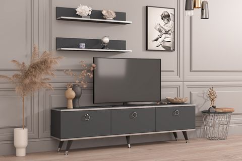 MOBİLYA GEZEGENİ LEARN TV ÜNİTESİ, ANTRASİT-GÜMÜŞ