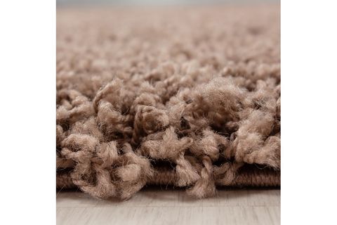 SHAGGY HALI, KARE, AÇIK KAHVE, 140X140