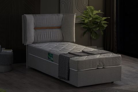 LİZBON BAZA BAŞLIK VE COMFORT YATAK SETİ, AÇIK GRİ, 90X200