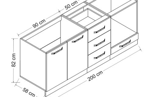 MİNAR 200 CM MUTFAK DOLABI BEYAZ 200-B3-ALT MODÜL