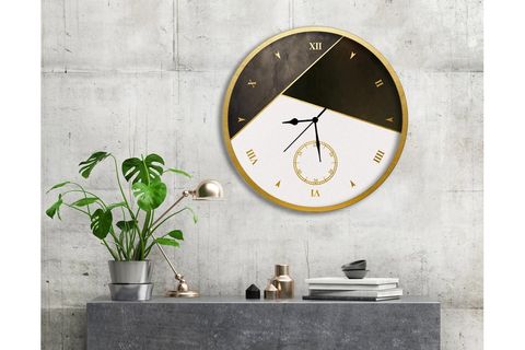 GOLD ÇERÇEVELİ ABSTRACT GOLD WALL SAAT 38 CM