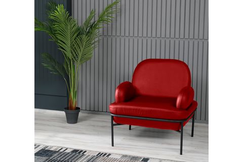 VİANEM DERİ ASTER BERJER, KIRMIZI, SİYAH METAL AYAK