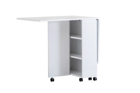 BLESK KATLANABİLİR TEKERLEKLİ MUTFAK MASASI, BEYAZ