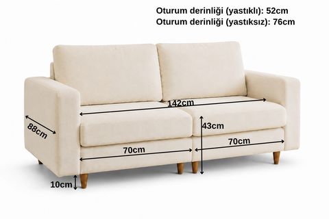 MELRE İKİLİ KOLTUK, KREM