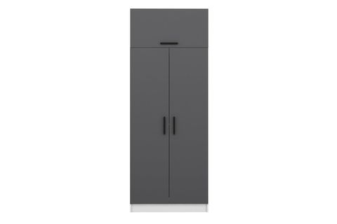 KALE 2 KAPAKLI DOLAP VE YÜKLÜK BEYAZ ANTRASİT 235CM
