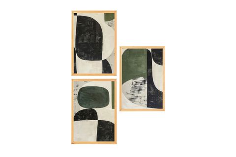PREMİUM AHŞAP ÇERÇEVELİ ÜÇLÜ İSKANDİNAV BOHEM TABLO SETİ, SET15, 70X50