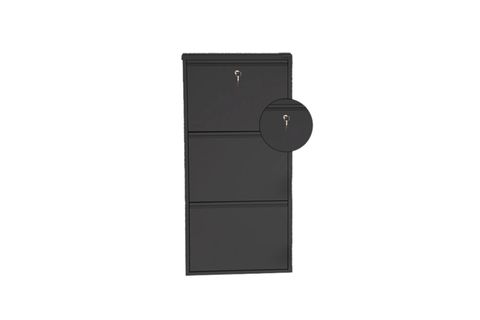 KİLİTLİ METAL AYAKKABILIK, 3 BÖLMELİ, SİYAH