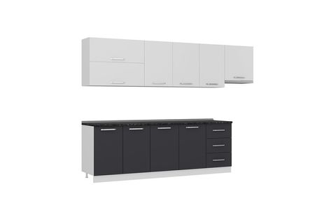 MİNAR  ELA 300 CM MUTFAK DOLABI BEYAZ ANTRASİT 300-A8