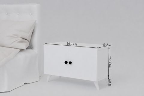 LUNA KOMODİN, BEYAZ, 2 KAPAKLI ÇEKMECESİZ