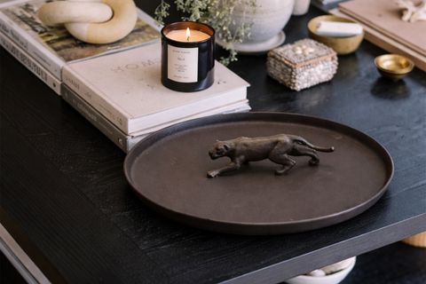 AYAKLI PANTER FİGÜRLÜ SUNUM TABAĞI, ANTRASİT