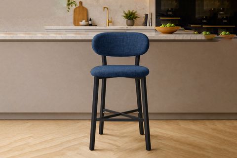 TERA BAR MUTFAK SANDALYESİ, KROM KAPLAMA AYAKLI, LACİVERT