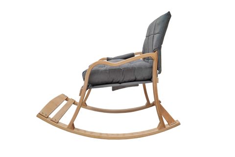 MOBİLDECO PAŞA SALLANAN SANDALYE VE DİNLENME KOLTUĞU, AHŞAP AYAK, GRİ