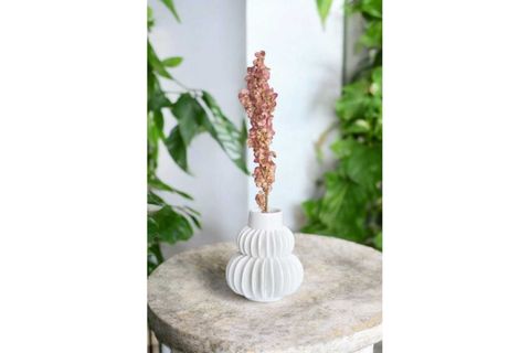 SERAMİK VAZO DEKORATİF BEYAZ SALON KONSOL DEKORU 14 CM