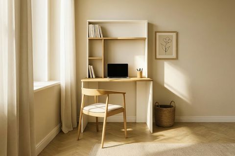 ESTER FONKSİYONEL KİTAPLIKLI ÇALIŞMA MASASI, BEYAZ SAFİR