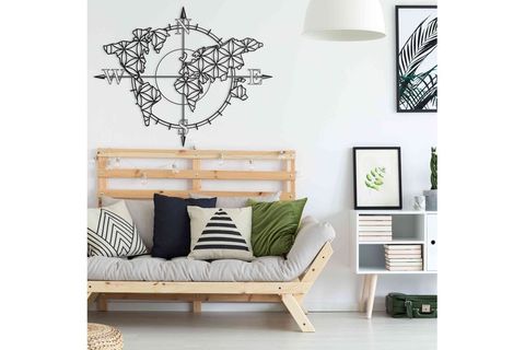 PATHFİNDER METAL DÜNYA HARİTASI YAŞAM ÇİÇEĞİ DESENLİ