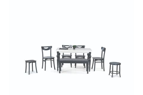 DAMLA SABİT MASA + ALMAN SANDALYE TAKIMI, ANTRASİT, 125X80
