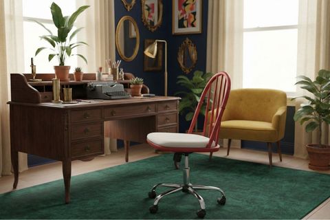 LAURA AHŞAP OFİS ÇALIŞMA SANDALYESİ, KIRMIZI