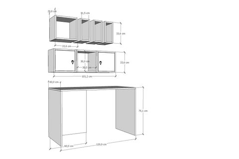 MODÜLER ÇALIŞMA MASASI, BEYAZ