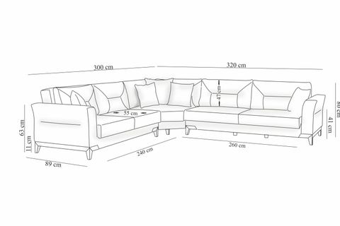 CROSBY ÇİFT BAZALI KÖŞE KOLTUK, KREM, SOL KÖŞE