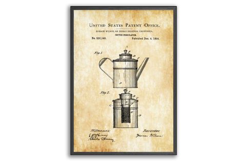 COFFEE VİNTAGE PATTENT ÇERÇEVELİ PANO SET, 50X70