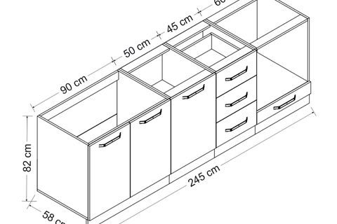 MİNAR 245 CM MUTFAK DOLABI BEYAZ 245-B4-ALT MODÜL