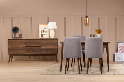 VİNA AÇILIR MUTFAK MASASI TAKIMI, CEVİZ SOHO GRİ 0701