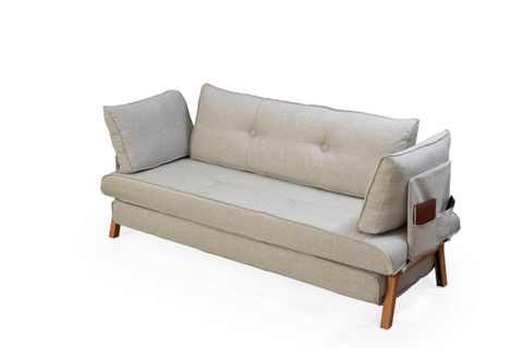 TWİN YIKANABİLİR KANEPE ÜÇLÜ YATAKLI GRİ