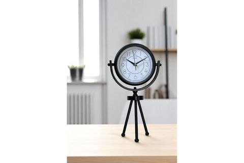 MUYİKA SİYAH TRİPOD AYAKLI METAL MASA SAATİ