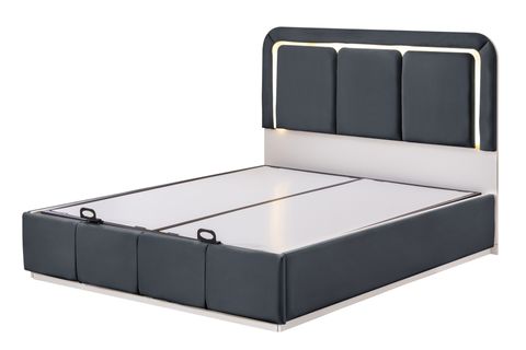 DEMONTE NOX LEDLİ ÇİFT KİŞİLİK BAZA BAŞLIK MAXİ YATAK SETİ, ANTRASİT, 160X200