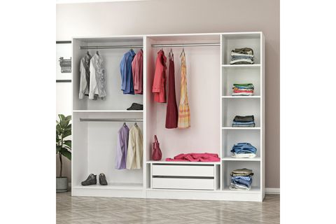 MİNAR KALE 5 KAPAKLI 3 AYNALI 2 ÇEKMECELİ DOLAP BEYAZ ANTRASİT 210CM