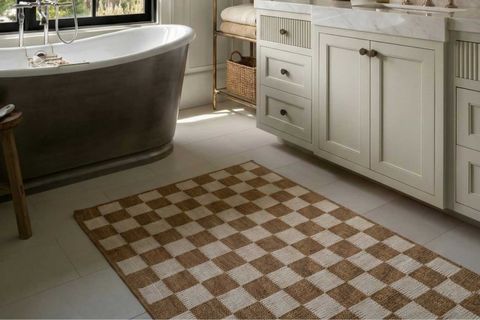 PERA HALI KAHVE VE BEYAZ DAMA DESENLİ SİSAL TARZI HALI FM04W 160X210 CM