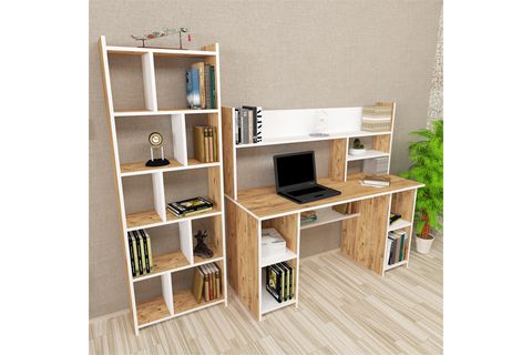 KALENDER DEKOR JİMMY TWİNS SNOW BİLGİSAYAR VE ÇALIŞMA MASASI TAKIMI, BEYAZ, 145 CM, JMS02