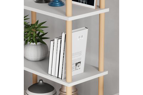 PİNA DEKORATİF KİTAPLIK, 5 RAFLI, BEYAZ