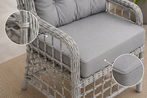 HİLVAN 5 KİŞİLİK MİNDERLİ RATTAN BAHÇE BALKON OTURMA GRUBU, GRİ