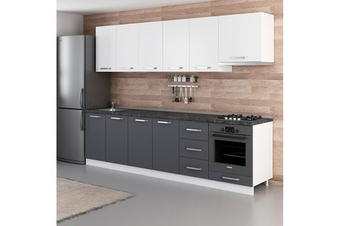 MİNAR ELİF 285 CM MUTFAK DOLABI BEYAZ ANTRASİT 285-A8