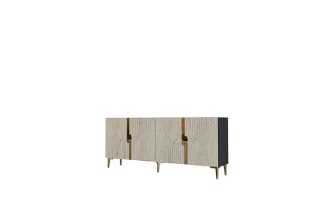 EVVA KONSOL VE TV SEHPASI, ANTRASİT TRAVERTEN GOLD, 180 CM