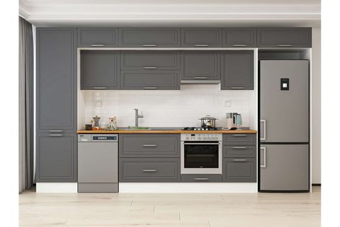 ALVİNKA 390X240 CM KLASİK MEBRAN MUTFAK DOLABI, MBB E80B60S50 1 MEBRAN ANTRASİT MDF
