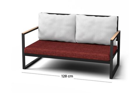 GAGA MOBİLYA ARDIÇ METAL KANEPE KOLTUK BAHÇE CAFE BALKON MOBİLYASI KIRMIZI 120CM