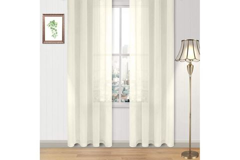 KARNAVAL KETEN DÜZ TÜL PERDE PİLESİZ KREM 600X260