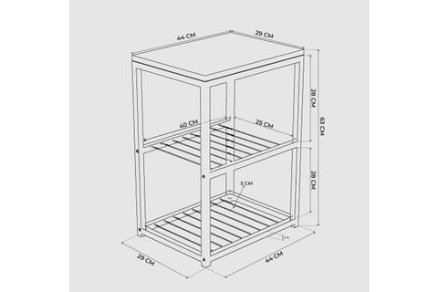 TEDİ METAL AYAKLI DEKORATİF TEL RAFLI YAN SEHPA, TAŞ GRİ