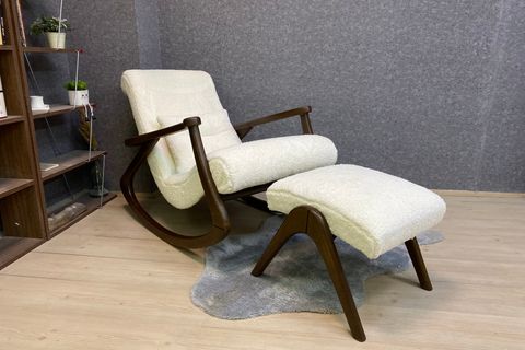 ASEDİA EKOL SALLANAN SANDALYE, TEDDY KREM, CEVİZ AYAK