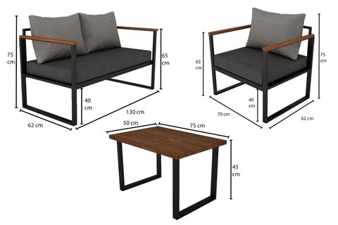 WOODESK NATURE İKİLİ BAHÇE TAKIMI, GRİ,CPT5511-130
