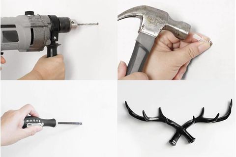 GEYİK BOYNUZU MODERN DUVAR DEKORU ASKILIK, SİYAH