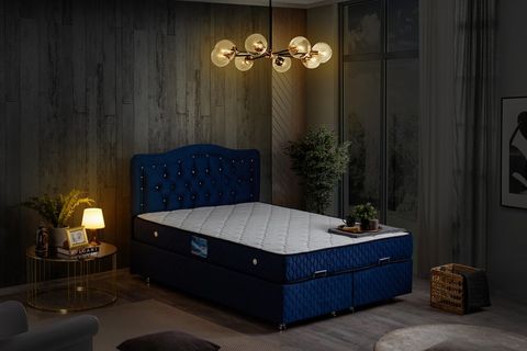 ŞAH NEW BAZA BAŞLIK VE ORTHOSOFT YATAK SETİ, LACİVERT, 90X200